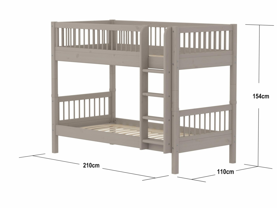 Flexa Classic stapelbed met spijlen 90x200 greywash - Afbeelding 4