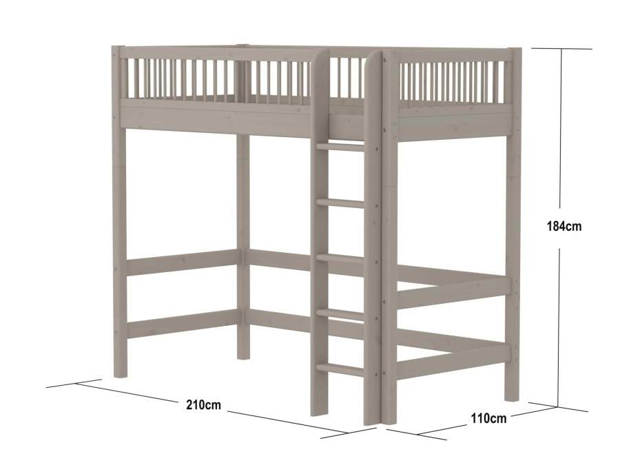 Flexa Classic hoogslaper met spijlen 90x200 greywash - Afbeelding 4