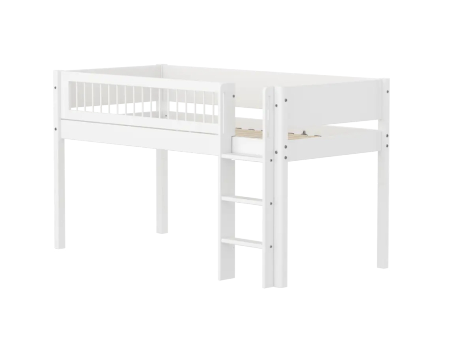 Flexa White Halfhoogslaper m. rechte ladder - Crossbars