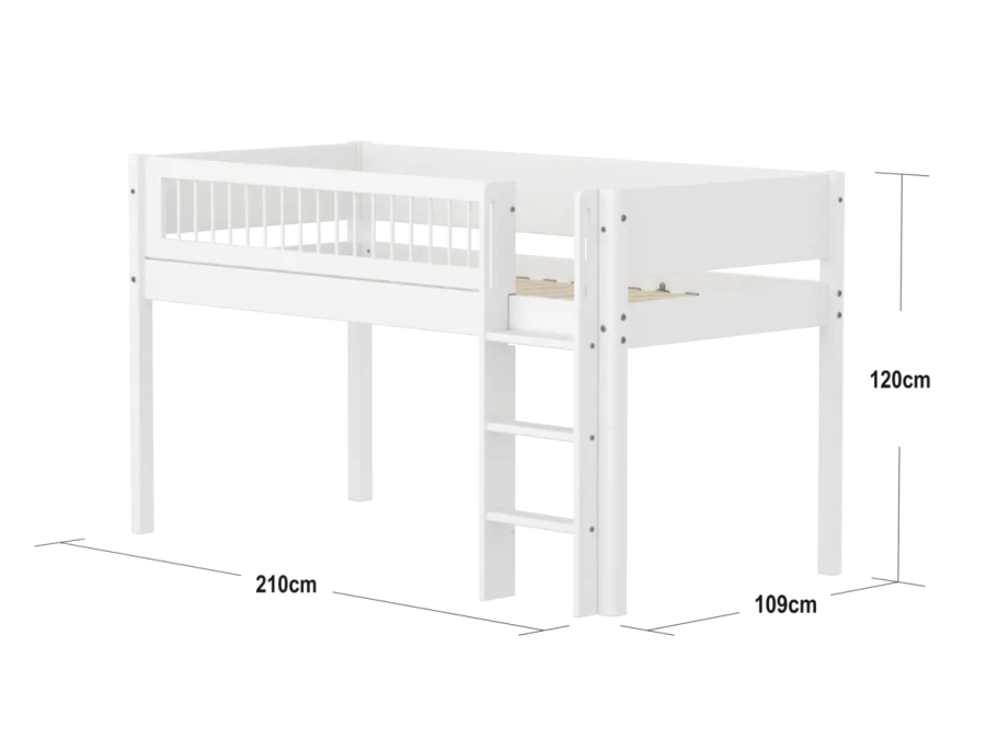 Flexa White Halfhoogslaper m. rechte ladder - Crossbars - Afbeelding 4