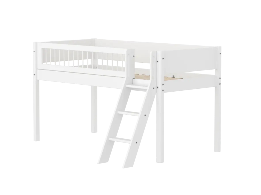Flexa White Halfhoogslaper m. schuine ladder - Crossbars