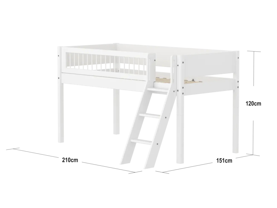 Flexa White Halfhoogslaper m. schuine ladder - Crossbars - Afbeelding 4
