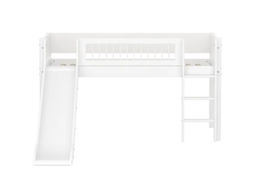 Flexa White Halfhoogslaper m. rechte ladder en glijbaan - Crossbars - Afbeelding 2