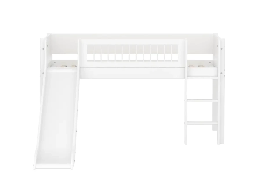Flexa White Halfhoogslaper m. rechte ladder en glijbaan - Crossbars - Afbeelding 2