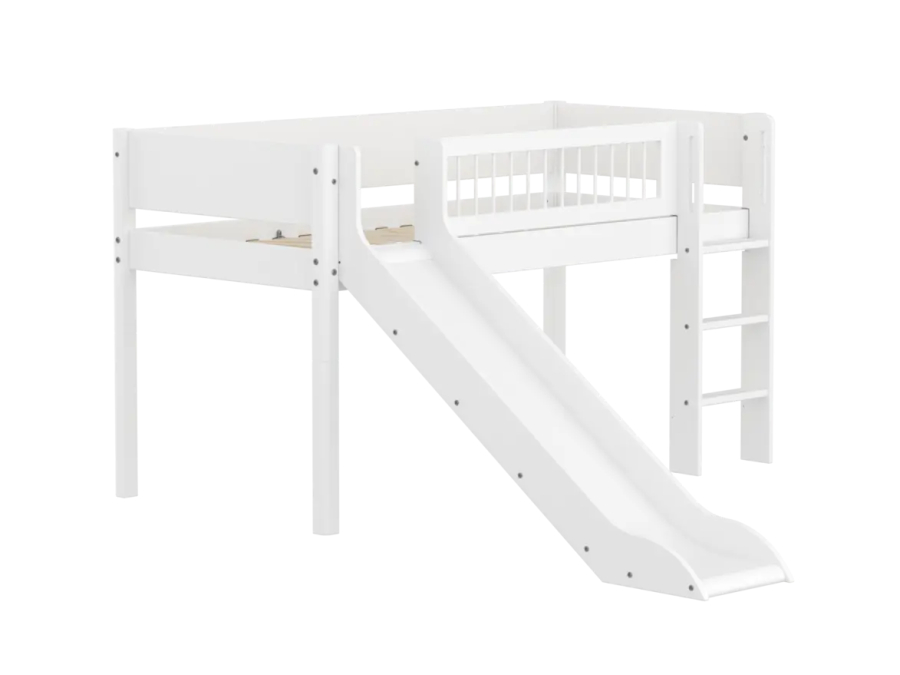 Flexa White Halfhoogslaper m. rechte ladder en glijbaan - Crossbars - Afbeelding 3