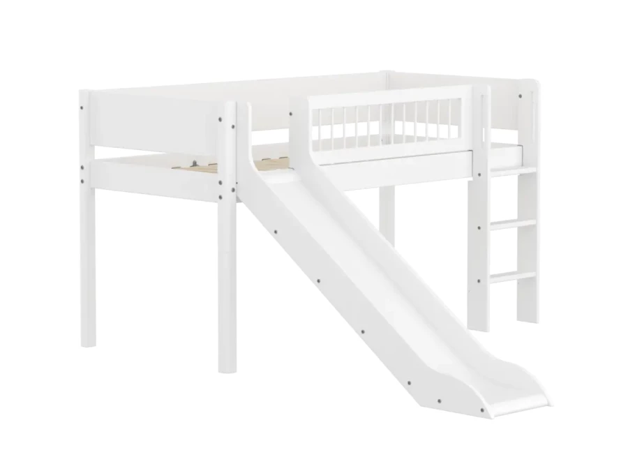 Flexa White Halfhoogslaper m. rechte ladder en glijbaan - Crossbars - Afbeelding 3