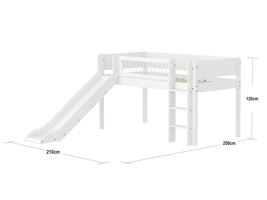 Flexa White Halfhoogslaper m. rechte ladder en glijbaan - Crossbars - Afbeelding 4