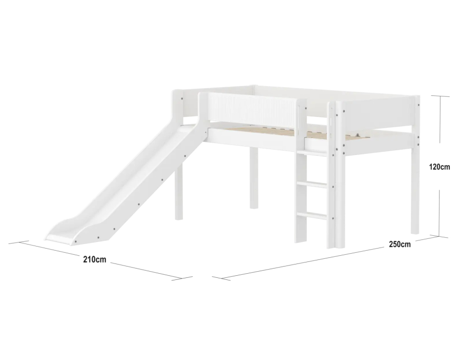 Flexa White Halfhoogslaper m. rechte ladder en glijbaan - Grooves - Afbeelding 4