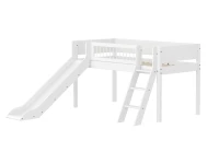 Flexa White Halfhoogslaper m. schuine ladder en glijbaan - Crossbars