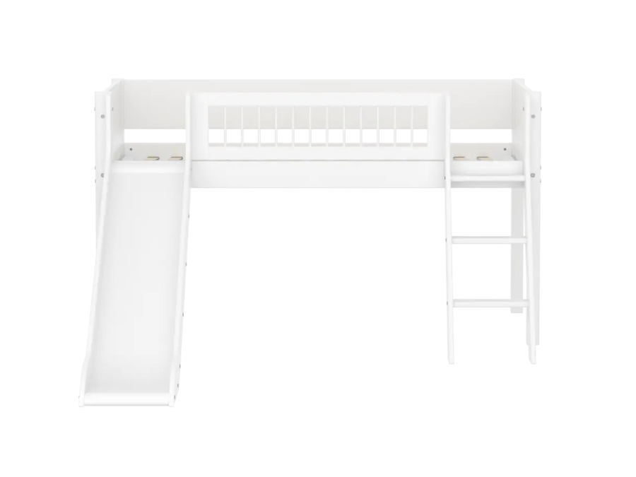 Flexa White Halfhoogslaper m. schuine ladder en glijbaan - Crossbars - Afbeelding 2