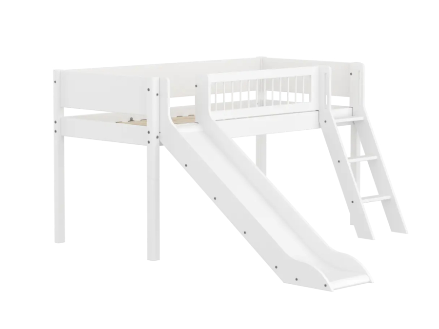 Flexa White Halfhoogslaper m. schuine ladder en glijbaan - Crossbars - Afbeelding 3