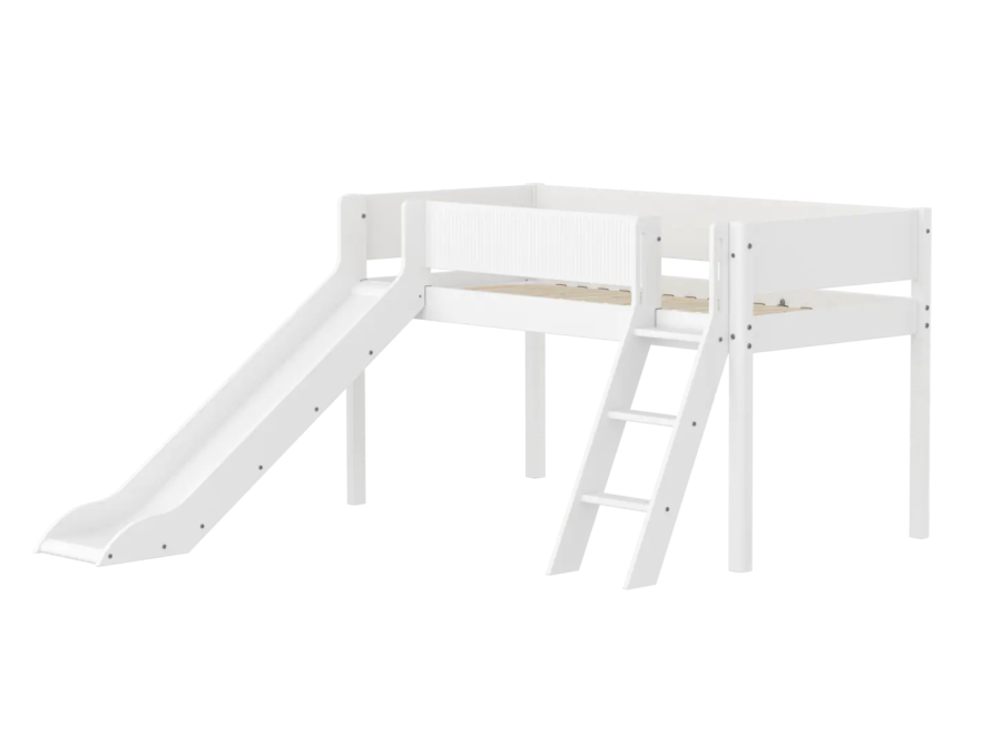 Flexa White Halfhoogslaper m. schuine ladder en glijbaan - Grooves