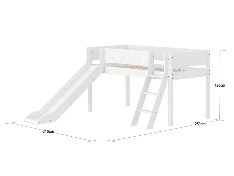 Flexa White Halfhoogslaper m. schuine ladder en glijbaan - Grooves - Afbeelding 4