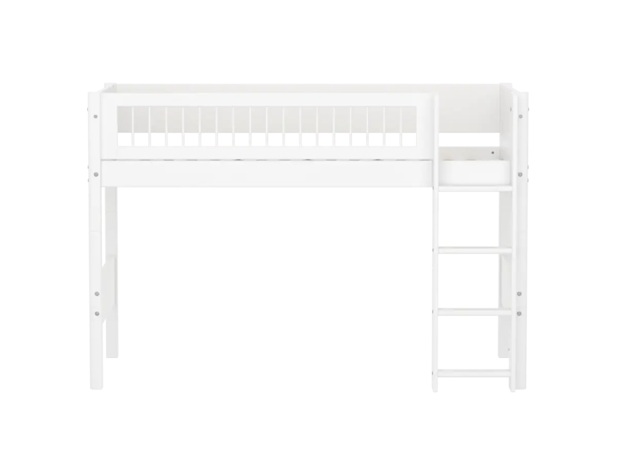 Flexa White Verhoogde halfhoogslaper m. rechte ladder - Crossbars - Afbeelding 2