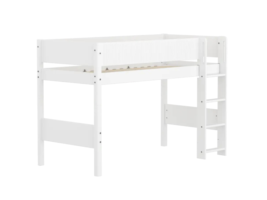 Flexa White Verhoogde halfhoogslaper m. rechte ladder - Grooves - Afbeelding 3