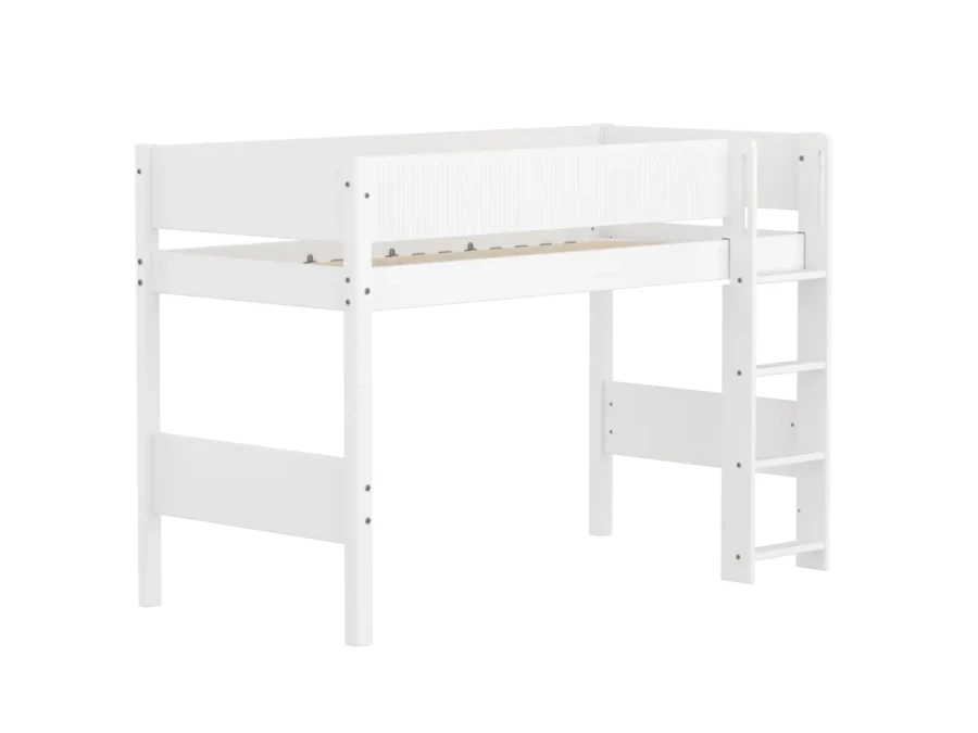 Flexa White Verhoogde halfhoogslaper m. rechte ladder - Grooves - Afbeelding 3