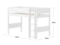 Flexa White Verhoogde halfhoogslaper m. rechte ladder - Grooves - Afbeelding 4