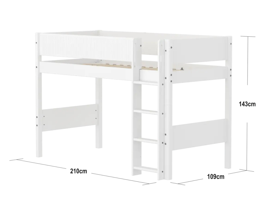 Flexa White Verhoogde halfhoogslaper m. rechte ladder - Grooves - Afbeelding 4
