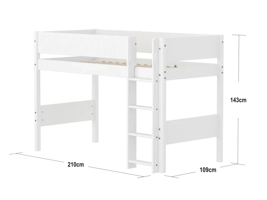 Flexa White Verhoogde halfhoogslaper m. rechte ladder - Grooves - Afbeelding 4