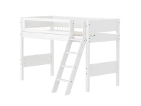 Flexa White Verhoogde halfhoogslaper m. schuine ladder - Crossbars