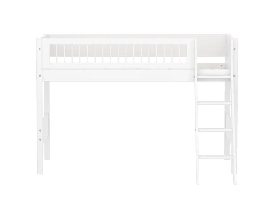 Flexa White Verhoogde halfhoogslaper m. schuine ladder - Crossbars - Afbeelding 2