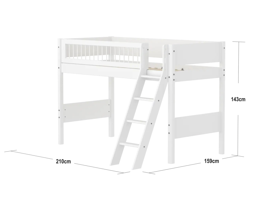 Flexa White Verhoogde halfhoogslaper m. schuine ladder - Grooves - Afbeelding 4