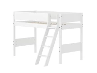 Flexa White Verhoogde halfhoogslaper m. schuine ladder - Grooves