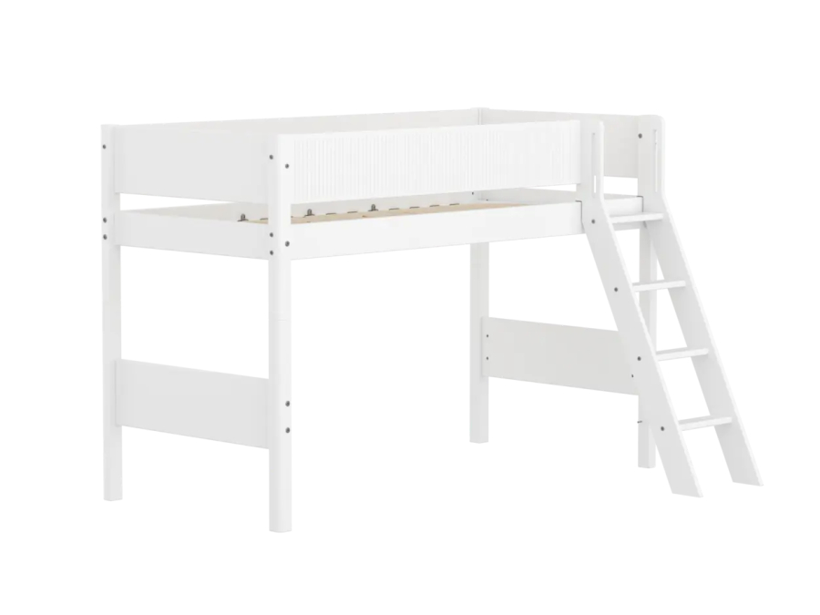Flexa White Verhoogde halfhoogslaper m. schuine ladder - Grooves - Afbeelding 3