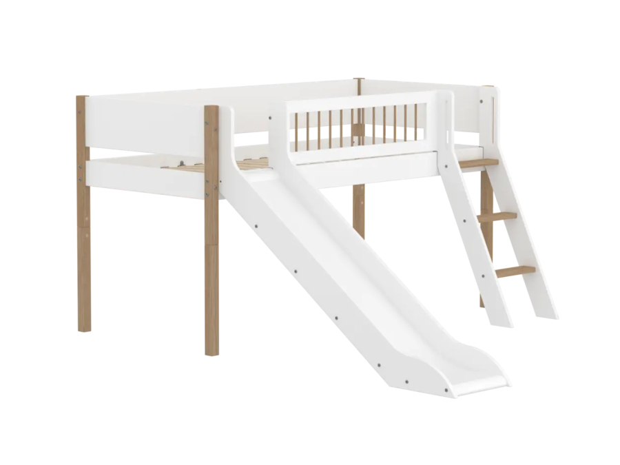 Flexa Nor Halfhoogslaper m. spijlen schuine ladder en glijbaan - Afbeelding 3