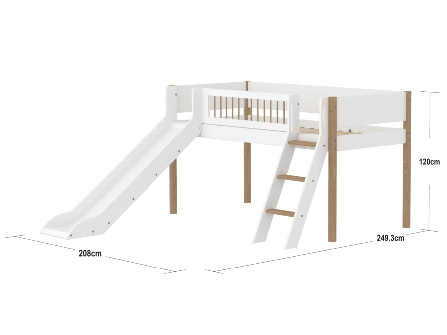 Flexa Nor Halfhoogslaper m. spijlen schuine ladder en glijbaan - Afbeelding 4