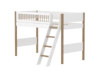 Flexa Nor Verhoogde halfhoogslaper m. spijlen en schuine ladder