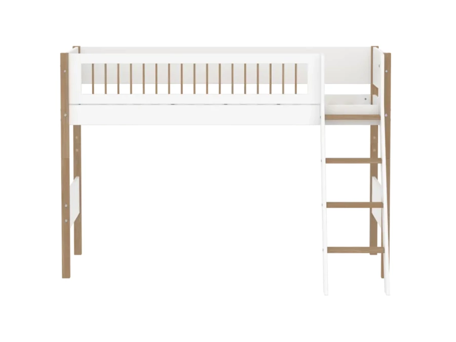 Flexa Nor Verhoogde halfhoogslaper m. spijlen en schuine ladder - Afbeelding 2