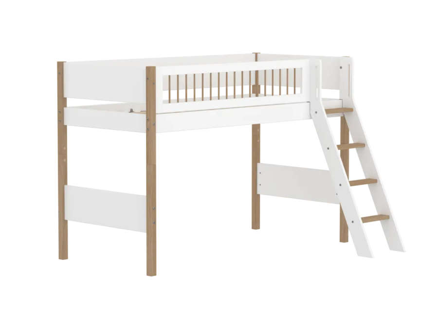 Flexa Nor Verhoogde halfhoogslaper m. spijlen en schuine ladder - Afbeelding 3