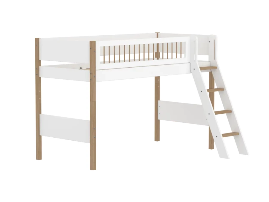 Flexa Nor Verhoogde halfhoogslaper m. spijlen en schuine ladder - Afbeelding 3