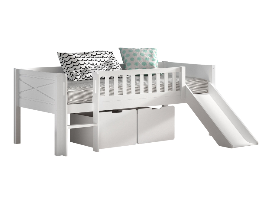 Vipack Scott halfhoogslaper laag glijbaan + ladeset wit