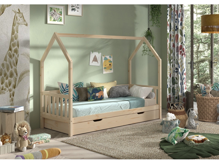 Vipack Cabane huisbed MH 90x200 - natuur - Afbeelding 3
