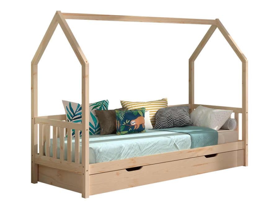 Vipack Cabane huisbed MH met bedlade 90x200 - natuur