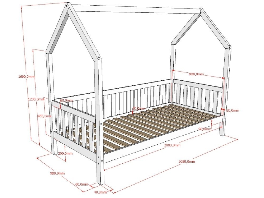 Vipack Cabane huisbed MH 90x200 - natuur - Afbeelding 4