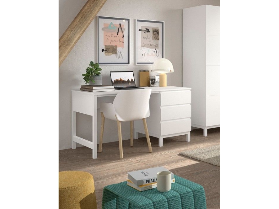 Vipack Eva bureau met 3 laden wit - Afbeelding 2