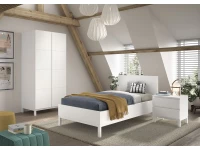 Vipack Eva bed met nachtkastje en 2-deurs kledingkast wit - Afbeelding 2