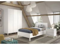 Vipack Eva bed met nachtkastje en 3-deurs kledingkast wit - Afbeelding 2