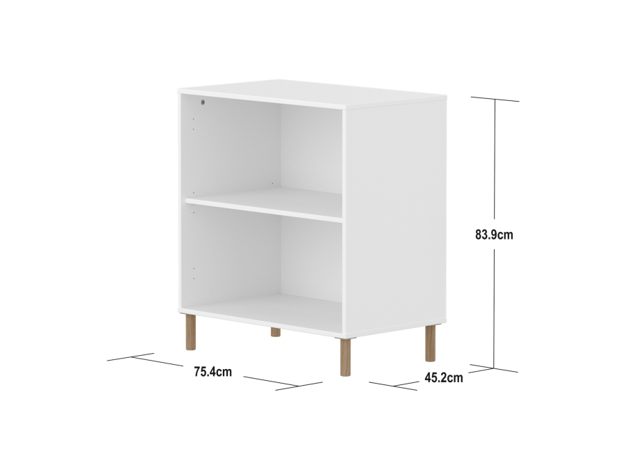 Flexa Saga boekenkast op eiken poten - wit - Afbeelding 4