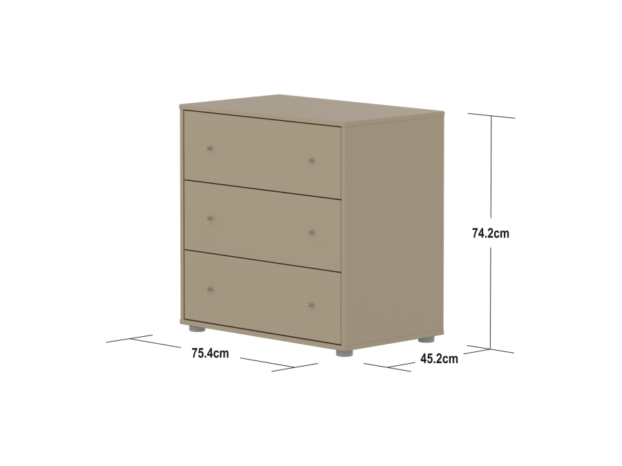 Flexa Saga commode 3 lades met oat knoppen - Oat - Afbeelding 4