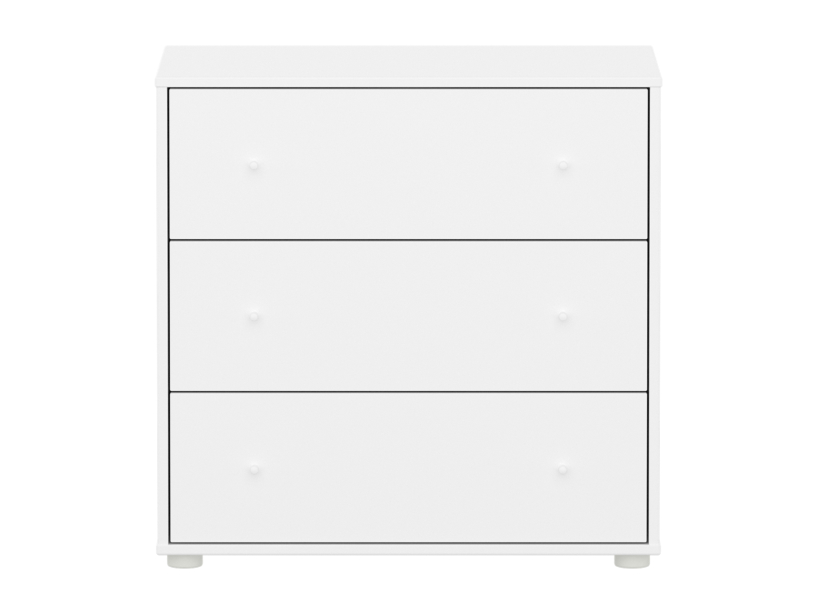 Flexa Saga commode 3 lades met witte knoppen - Wit - Afbeelding 2