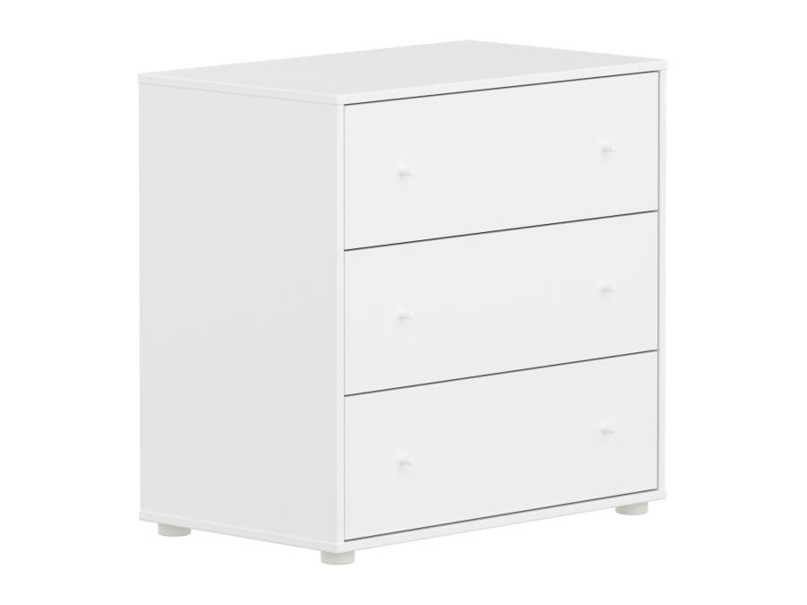 Flexa Saga commode 3 lades met witte knoppen - Wit - Afbeelding 3