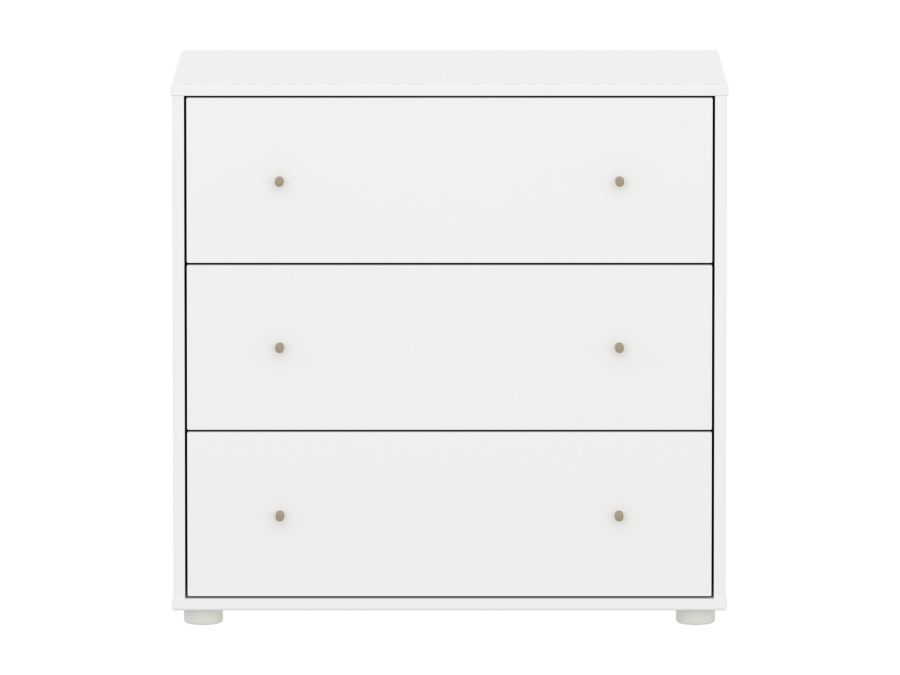 Flexa Saga commode 3 lades met oat knoppen - Wit - Afbeelding 2