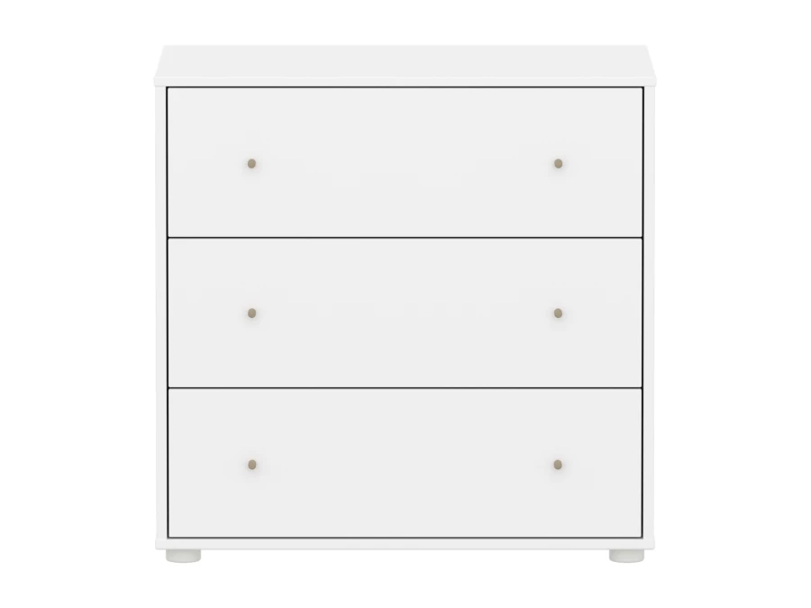 Flexa Saga commode 3 lades met oat knoppen - Wit - Afbeelding 2