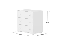 Flexa Saga commode 3 lades met oat knoppen - Wit - Afbeelding 4