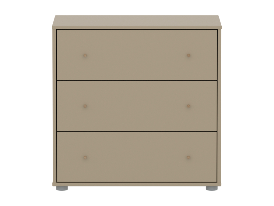 Flexa Saga commode 3 lades met eiken knoppen - Oat - Afbeelding 2