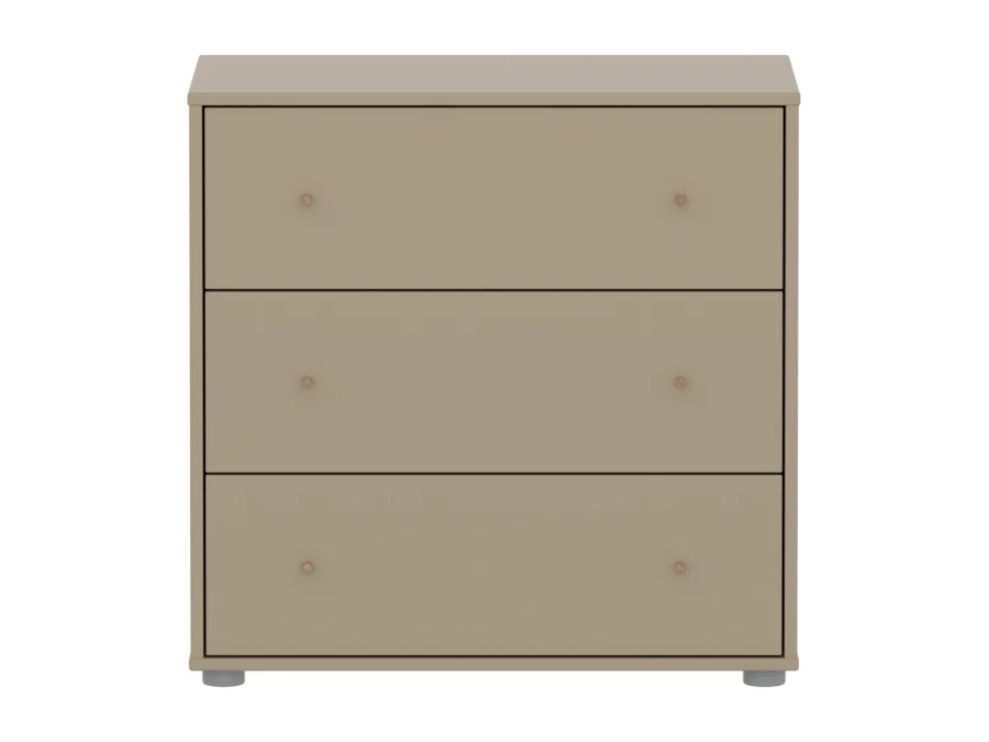 Flexa Saga commode 3 lades met eiken knoppen - Oat - Afbeelding 2